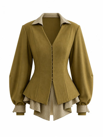 Grounded Peplum Ruffled Blazer