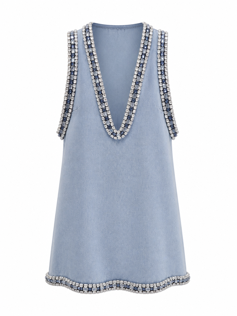 Audacious Diamond Denim Mini Dress