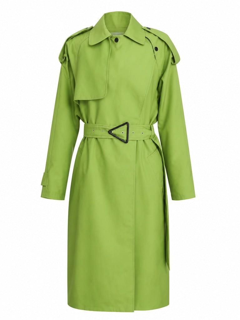 Vibrant Oversized Faux Leather Trench