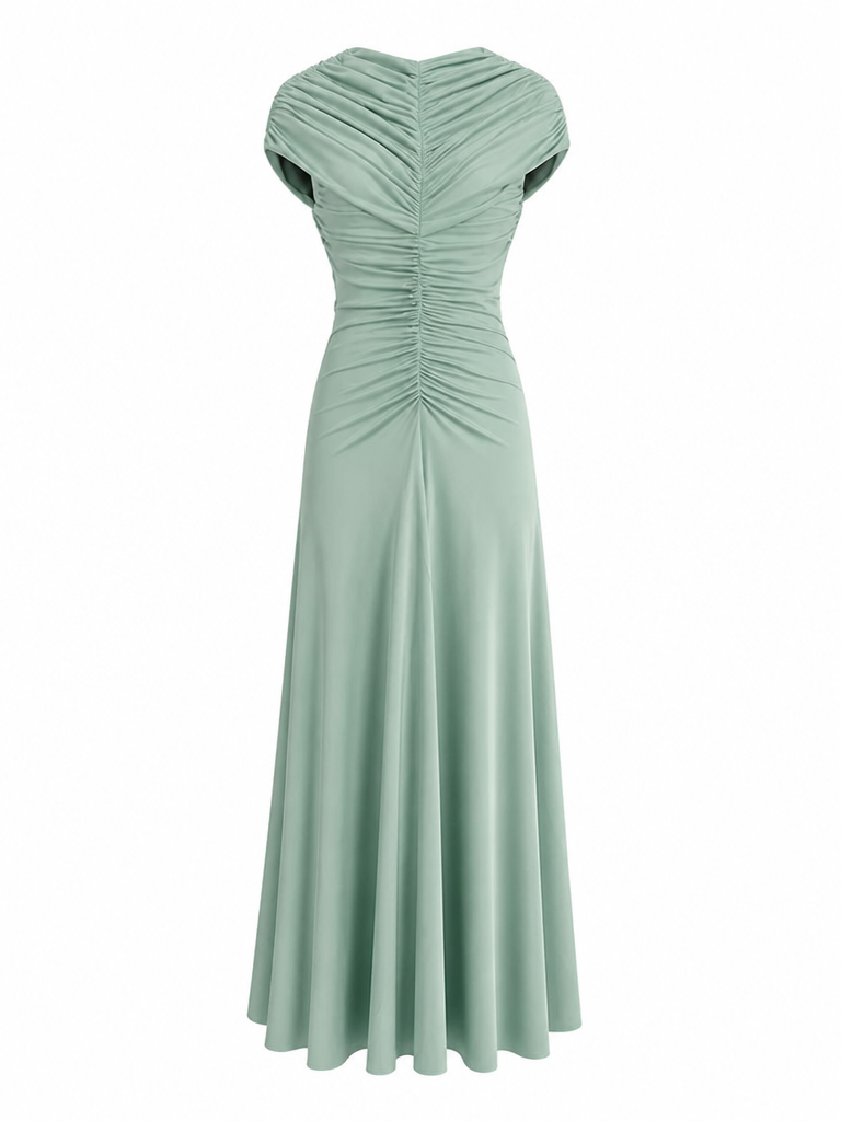 Elegant Ruched A-Line Maxi Dress