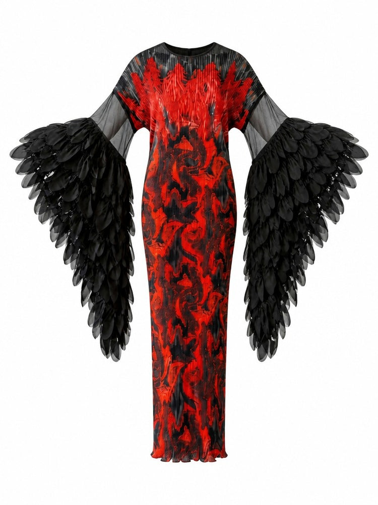 Fierce Pleated Feathered Kaftan
