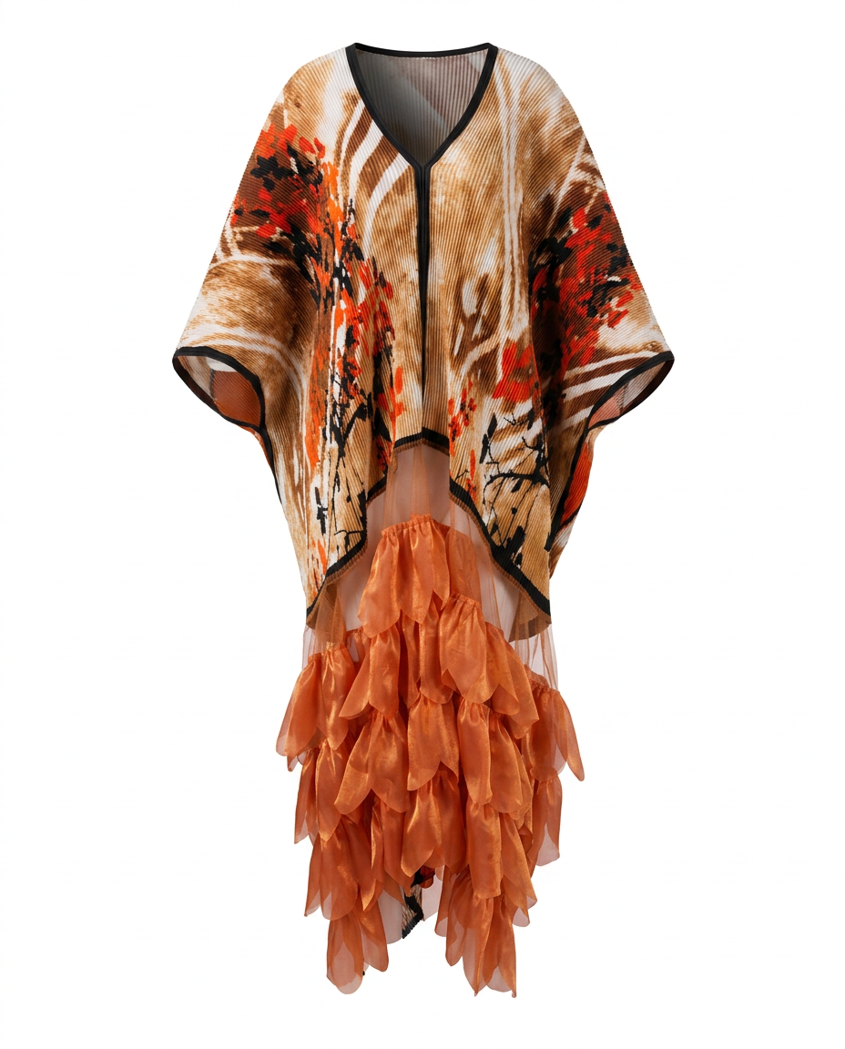 Radiant Pleated Ruffle Maxi Kaftan