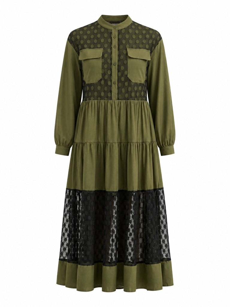 Free Spirit Polka Dot Mesh Maxi Dress