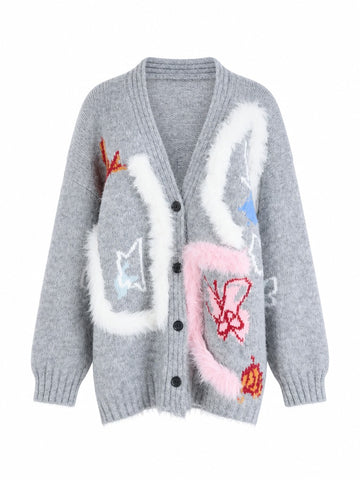 Vibrant Fuzzy Knit Cardigan