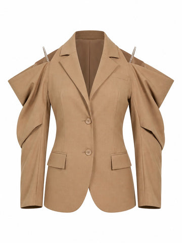 Audacious Off-Shoulder Chain Blazer