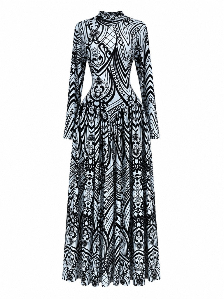 Magnetic Geometric Printed Maxi Dress