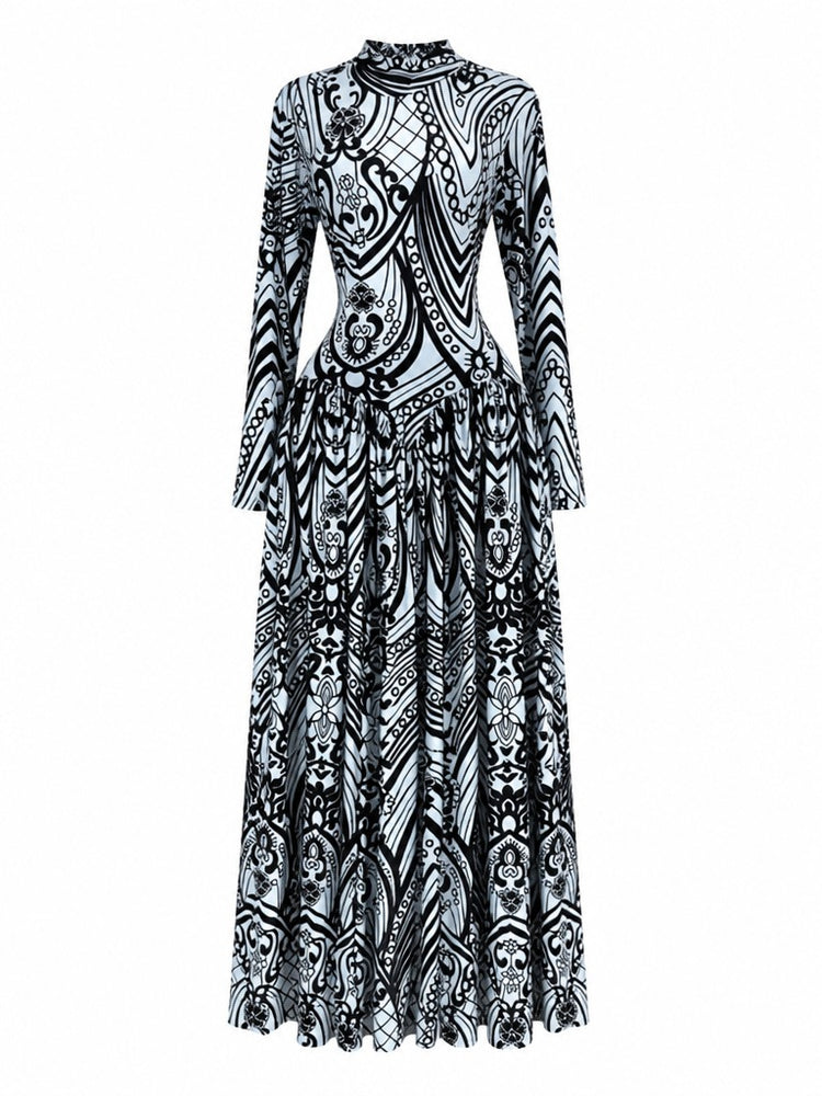 Magnetic Geometric Printed Maxi Dress