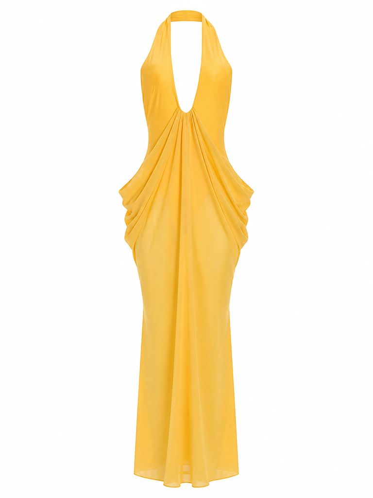 Confident Halter Cutout Maxi Dress