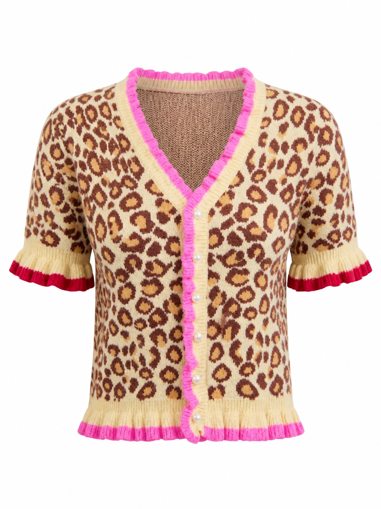 Fierce Leopard Ruffled Cardigan