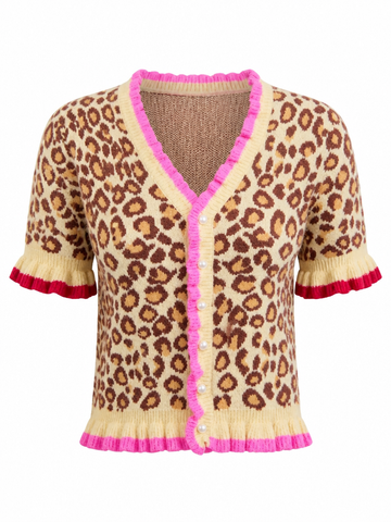 Fierce Leopard Ruffled Cardigan