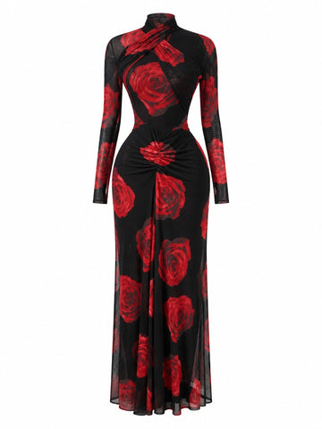 Fearless Draped Abstract Maxi Dress