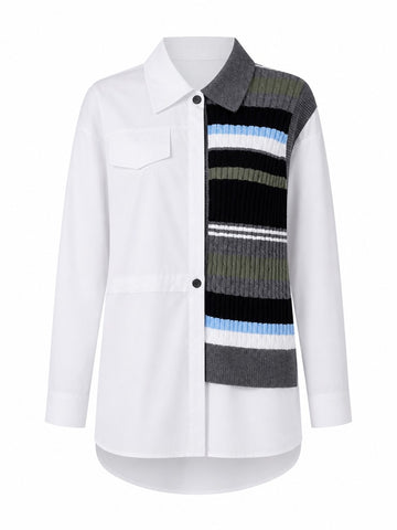 Unique Patchwork Knit Long Blouse