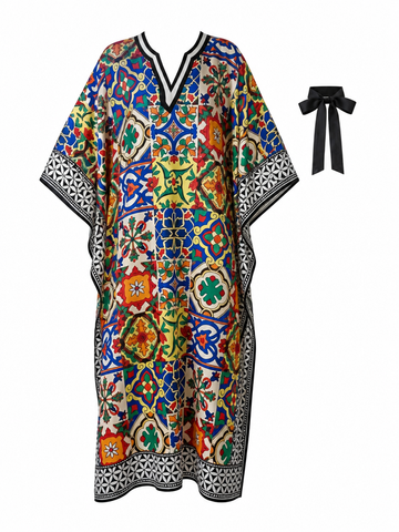 Vivacious Printed Kaftan Maxi Dress