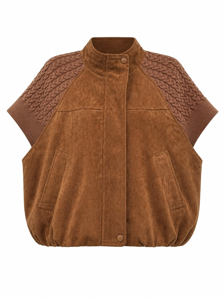 Grounded Faux Suede Knitted Vest