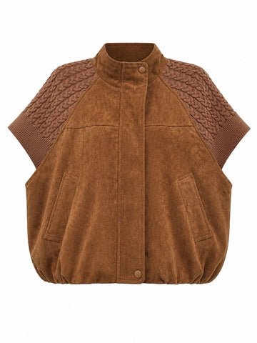 Grounded Faux Suede Knitted Vest