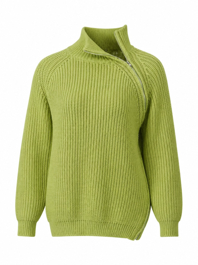 Grounded Asymmetric Zipper Sweater