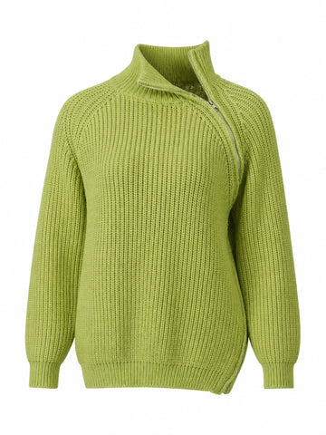 Grounded Asymmetric Zipper Sweater