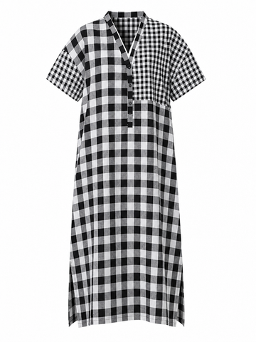 Boundless Loose Plaid Midi Dress