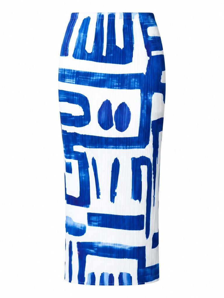 Confident Geometric Pleated Midi Skirt