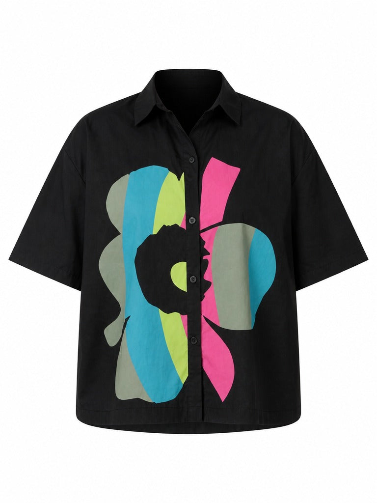 Vibrant Flower Printed Oversized Blouse