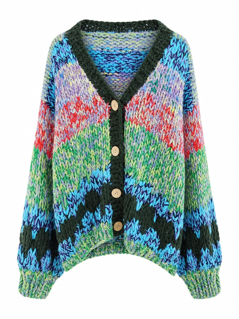 Vibrant Chunky Knit Cardigan