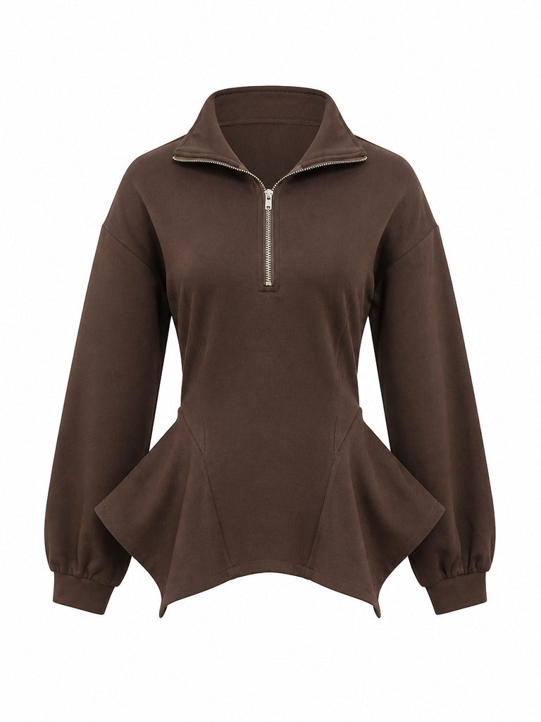 Grounded Ruched Peplum Top
