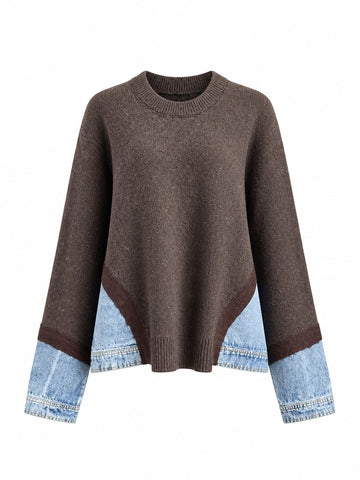 Audacious Denim Patchwork Sweater