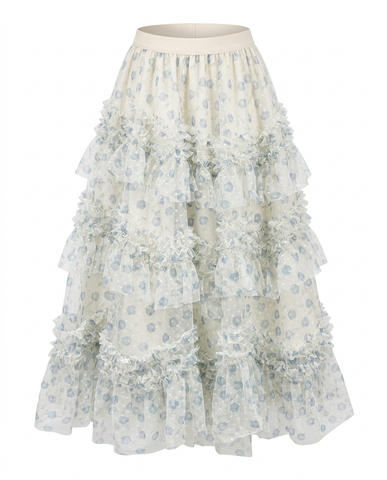 Divine Floral Ruffle Maxi Skirt