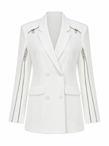 Audacious Patchwork Zipper Blazer