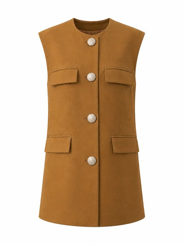 Confident Single Breasted Sleeveless Blazer
