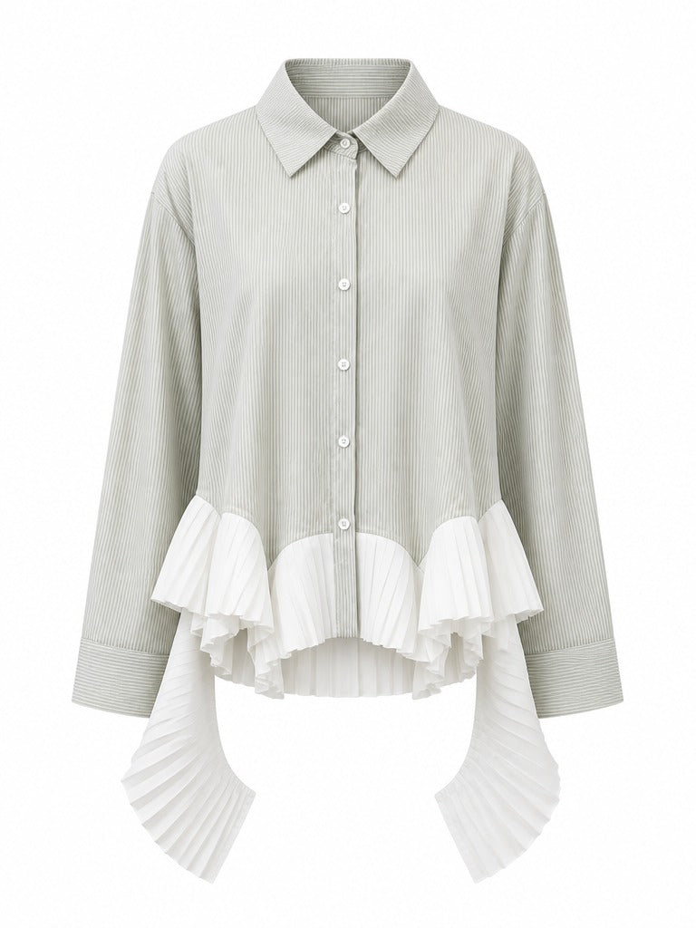 Elegant Striped Ruffled Blouse