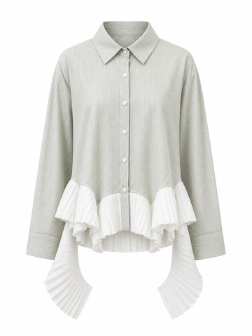 Elegant Striped Ruffled Blouse
