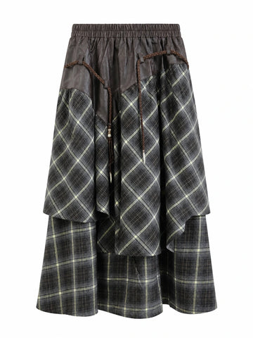 Wanderlust Patchwork Plaid Maxi Skirt