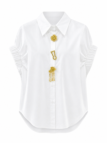Radiant Gold Embellished Cotton Blouse