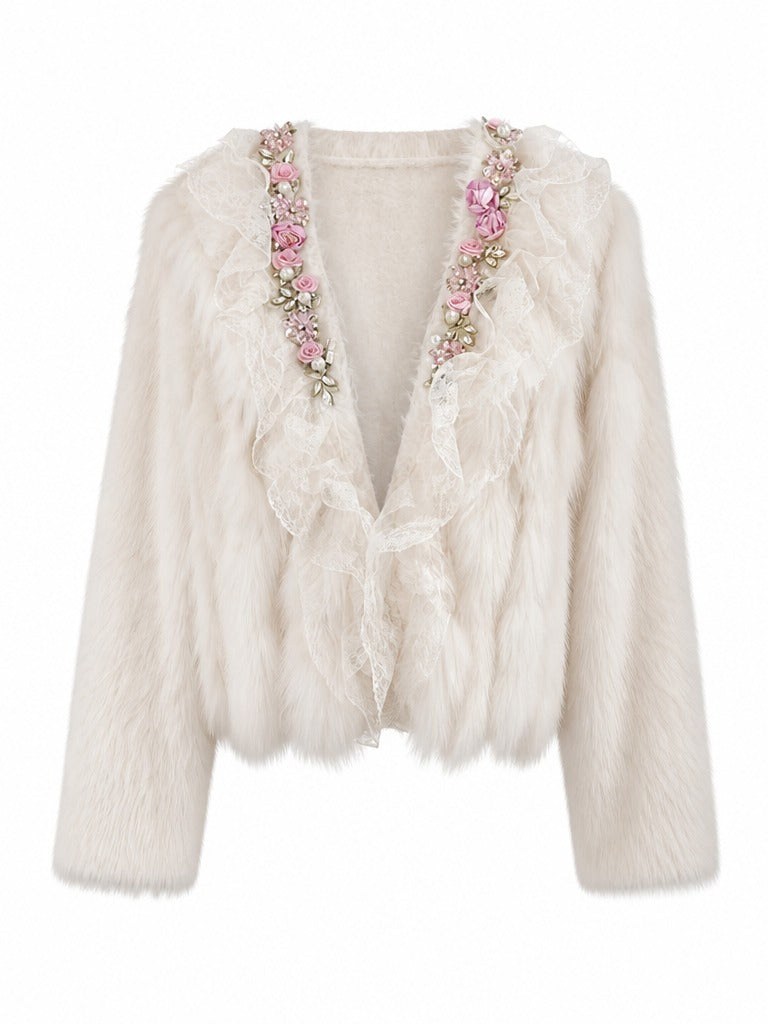 Divine Beaded Floral Ruffle Cardigan