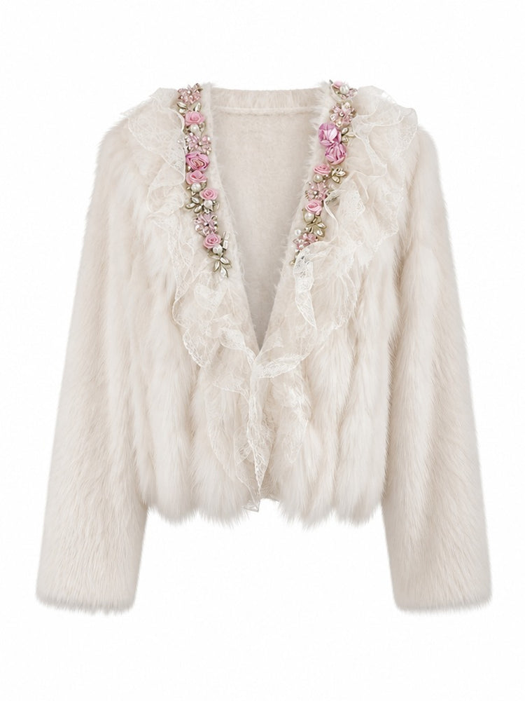 Divine Beaded Floral Ruffle Cardigan