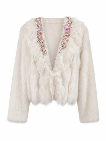 Divine Beaded Floral Ruffle Cardigan