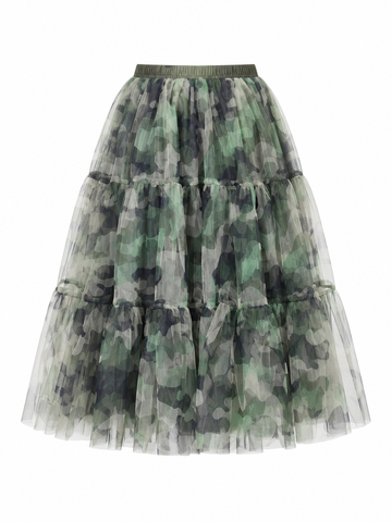 Unstoppable Camo Tiered Tulle Skirt