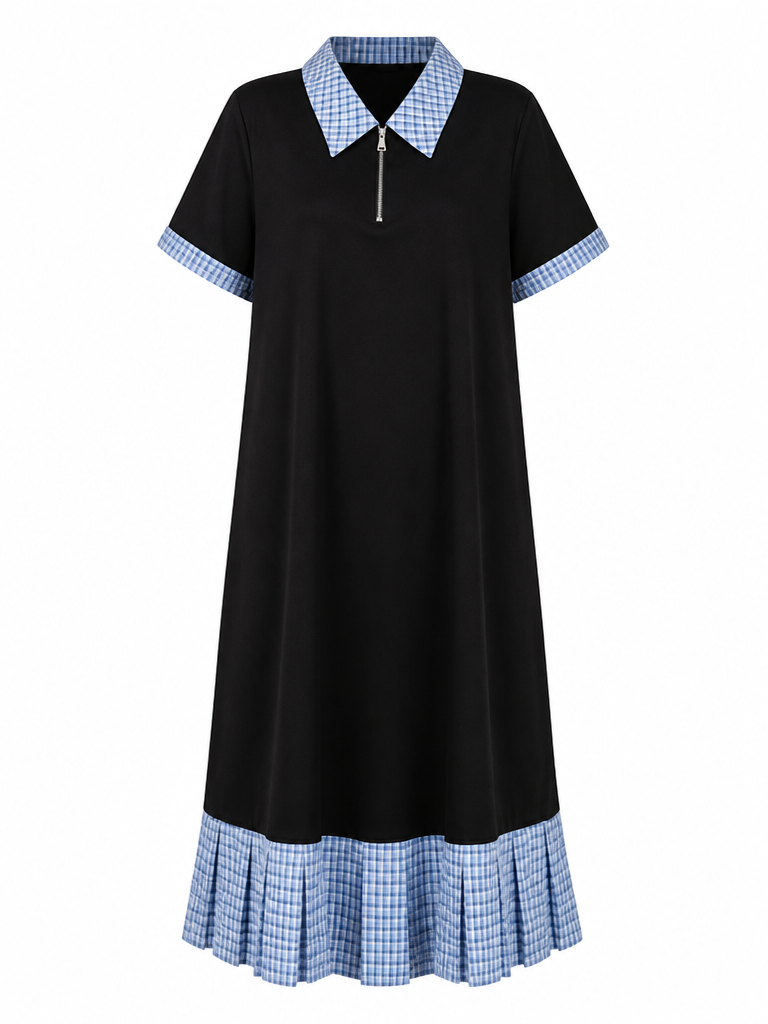 Free Spirit Plaid Patchwork Midi Dress