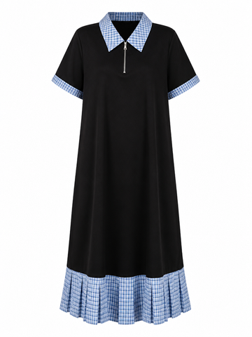 Free Spirit Plaid Patchwork Midi Dress