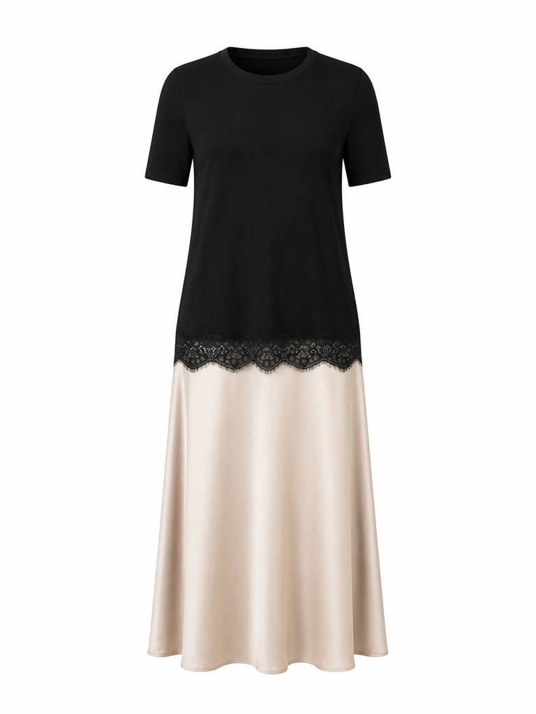 Graceful Lace Patchwork Maxi Dress