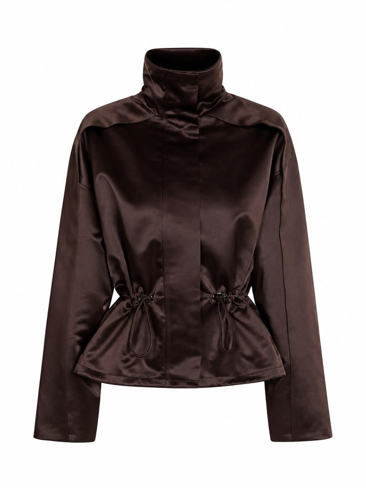 Elegant Satin Drawstring Jacket