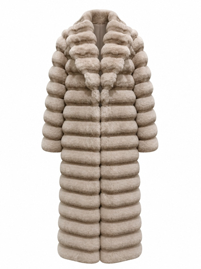 Majestic Striped Faux Fur Overcoat