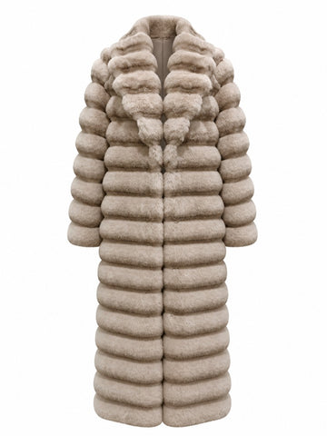 Majestic Striped Faux Fur Overcoat