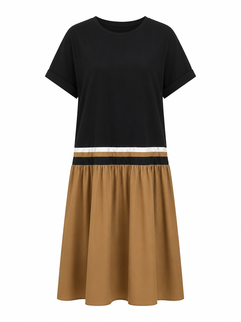 Grounded Patchwork Loose Maxi Dress