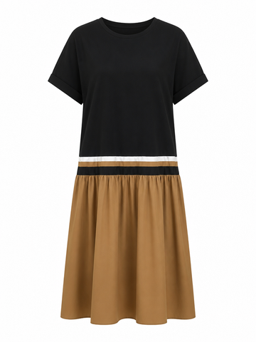Grounded Patchwork Loose Maxi Dress