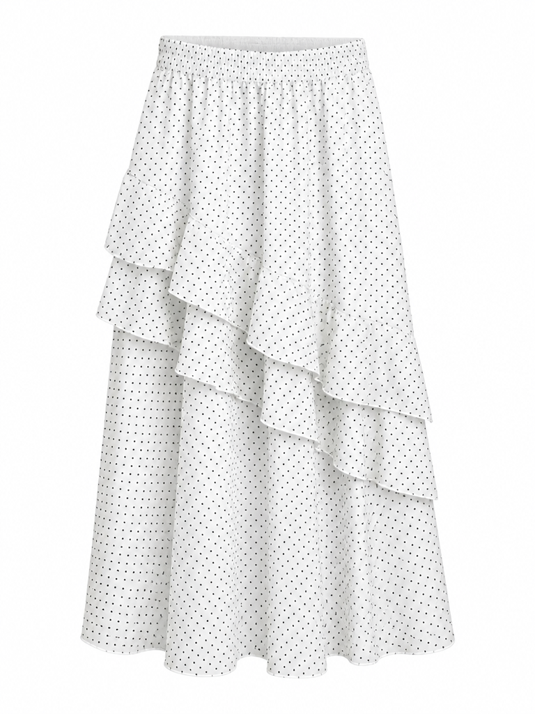Graceful Polka Dot Ruffle Skirt