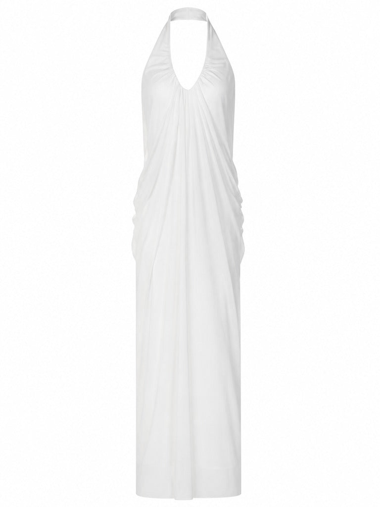 Divine Pleated Halter Maxi Dress