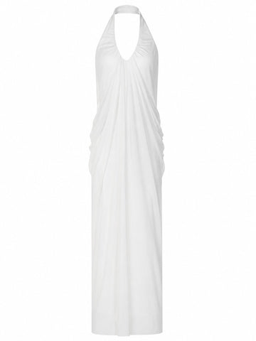 Divine Pleated Halter Maxi Dress
