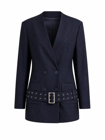 Confident Buckle Double Breasted Blazer Dress